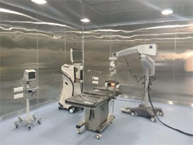 digital portrait of woman holding her face with a red background